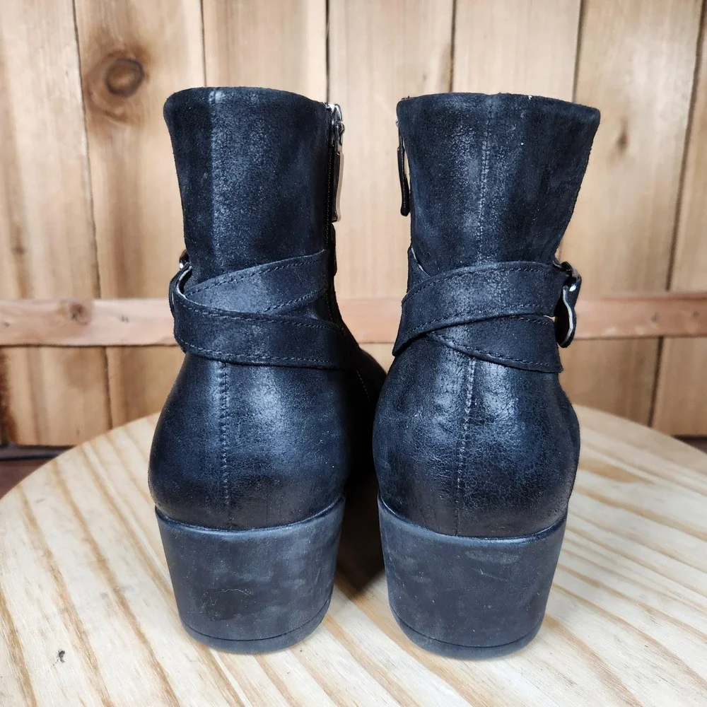 Dansko Cagney Boots‎ Womens 10.5 41 EU Black Leather Ankle Zip Buckle Booties